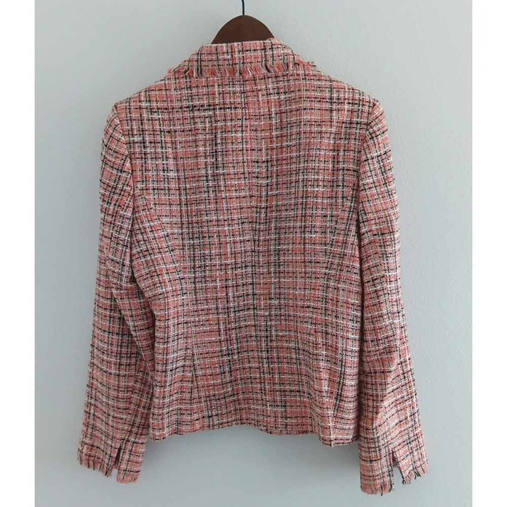 EJ Lady Blazer Size 10 Peach Fringe Jacket Lined Tweed Office Siren‎ Boardroom - Picture 4 of 9
